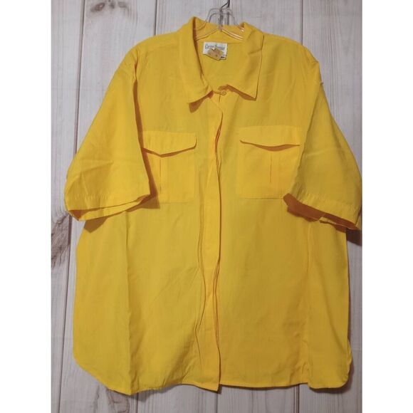 Grove Avenue Shirt Ladies 22 Yellow Semi Sheer Button Front - Picture 1 of 6